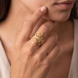 Gold Spiral Wrap Ring • Swirl Open Ring • Handmade Boho Statement Jewelry For Women