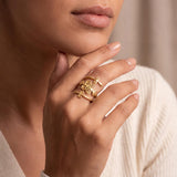 Gold Spiral Wrap Ring • Swirl Open Ring • Handmade Boho Statement Jewelry For Women