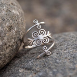 Gold Spiral Wrap Ring • Swirl Open Ring • Handmade Boho Statement Jewelry For Women