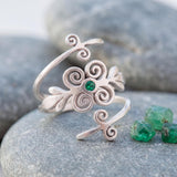 Gold Emerald Spiral Ring • Personalized May Birthstone Jewelry • Handmade Boho Wrap