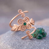 Gold Emerald Spiral Ring • Personalized May Birthstone Jewelry • Handmade Boho Wrap