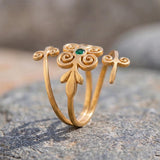 Gold Emerald Spiral Ring • Personalized May Birthstone Jewelry • Handmade Boho Wrap