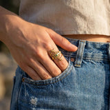 Gold Emerald Spiral Ring • Personalized May Birthstone Jewelry • Handmade Boho Wrap