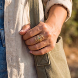 Gold Emerald Spiral Ring • Personalized May Birthstone Jewelry • Handmade Boho Wrap
