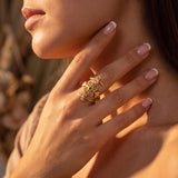 Gold Emerald Spiral Ring • Personalized May Birthstone Jewelry • Handmade Boho Wrap