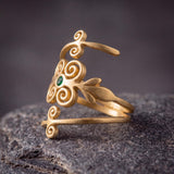 Gold Emerald Spiral Ring • Personalized May Birthstone Jewelry • Handmade Boho Wrap