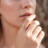 Open Leaf Ring • Nature Inspired Gold Wrap Ring For Women • Dainty Handmade Jewelry
