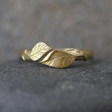 Sterling Silver Leaf Ring • Open Wrap Botanical Ring For Women • Dainty Handmade Nature Jewelry