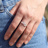 Sterling Silver Leaf Ring • Open Wrap Botanical Ring For Women • Dainty Handmade Nature Jewelry
