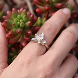 Sterling Silver Succulent Plant Ring • Moonstone Birthstone Statement Ring • Personalized Flower Jewelry