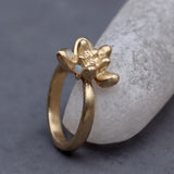 Sterling Silver Succulent Plant Ring • Moonstone Birthstone Statement Ring • Personalized Flower Jewelry