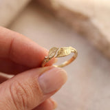 Open Leaf Ring • Nature Inspired Gold Wrap Ring For Women • Dainty Handmade Jewelry