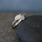 Sterling Silver Leaf Ring • Open Wrap Botanical Ring For Women • Dainty Handmade Nature Jewelry