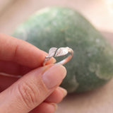 Sterling Silver Leaf Ring • Open Wrap Botanical Ring For Women • Dainty Handmade Nature Jewelry