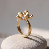 Gold Succulent Ring • Unique Moonstone Statement Ring • Personalized Botanical Jewelry