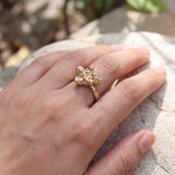 Gold Succulent Ring • Unique Moonstone Statement Ring • Personalized Botanical Jewelry