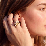 Gold Succulent Ring • Unique Moonstone Statement Ring • Personalized Botanical Jewelry