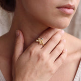 Gold Succulent Ring • Unique Moonstone Statement Ring • Personalized Botanical Jewelry