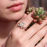 Sterling Silver Succulent Plant Ring • Moonstone Birthstone Statement Ring • Personalized Flower Jewelry