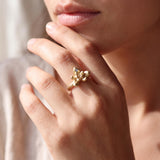 Gold Succulent Ring • Unique Moonstone Statement Ring • Personalized Botanical Jewelry