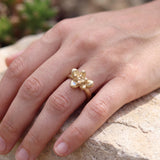 Gold Succulent Ring • Unique Moonstone Statement Ring • Personalized Botanical Jewelry