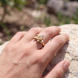 Gold Succulent Ring • Unique Moonstone Statement Ring • Personalized Botanical Jewelry