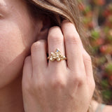 Gold Succulent Ring • Unique Moonstone Statement Ring • Personalized Botanical Jewelry