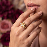 Gold Succulent Ring • Unique Moonstone Statement Ring • Personalized Botanical Jewelry