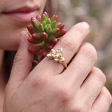 Gold Succulent Ring • Unique Moonstone Statement Ring • Personalized Botanical Jewelry