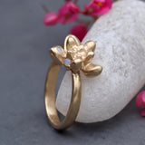 Gold Succulent Ring • Unique Moonstone Statement Ring • Personalized Botanical Jewelry