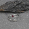 Silver Bypass Ruby Ring: Adjustable Boho Gemstone Jewelry