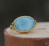 Boho Rings,Larimar Jewelry,Larimar Stone Ring,Gem Ring,Statement Rings,14K Gold Rings for Women,Solitaire Ring,Handmade Jewelry