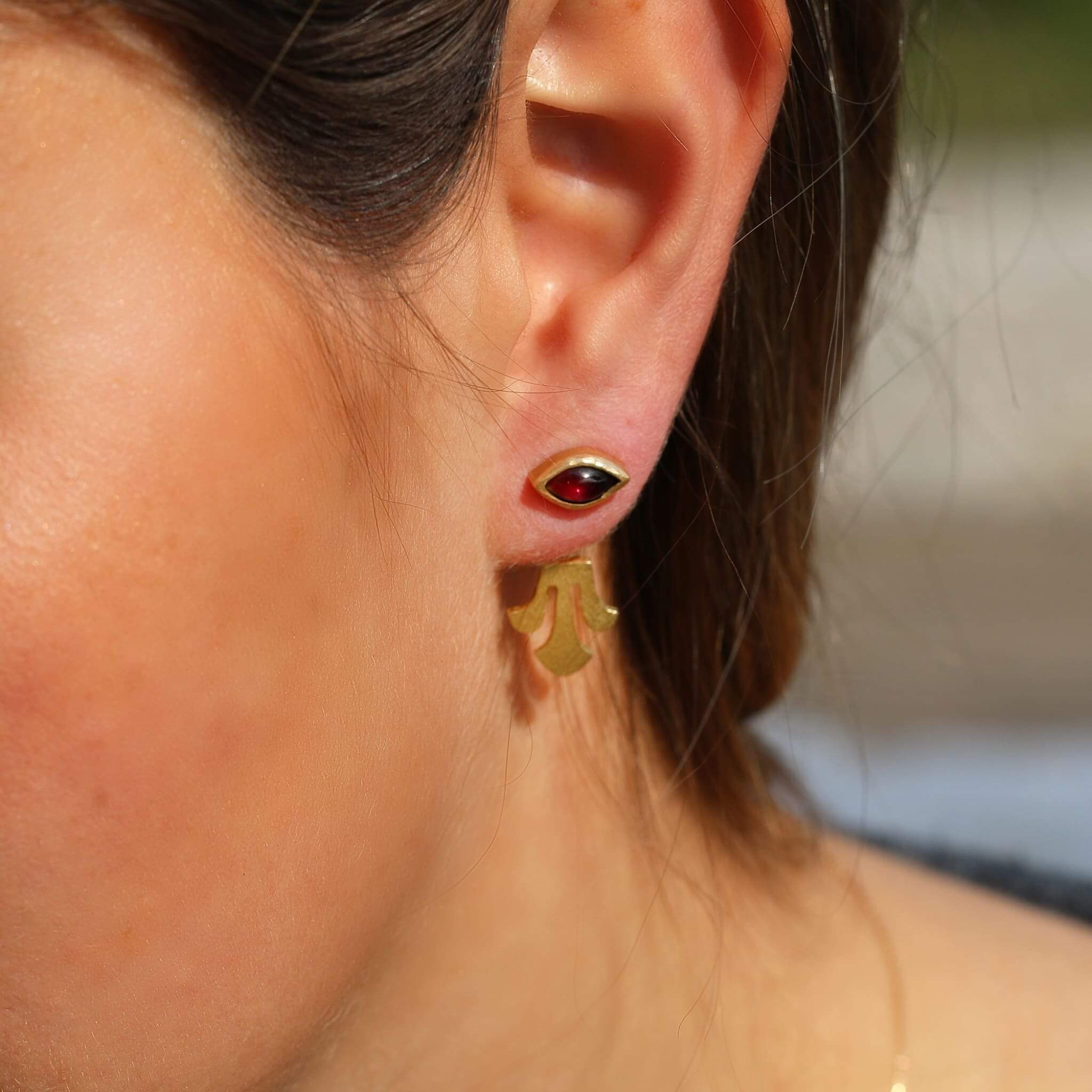 14K Gold Filled Earrings With Garnet Gemstone
