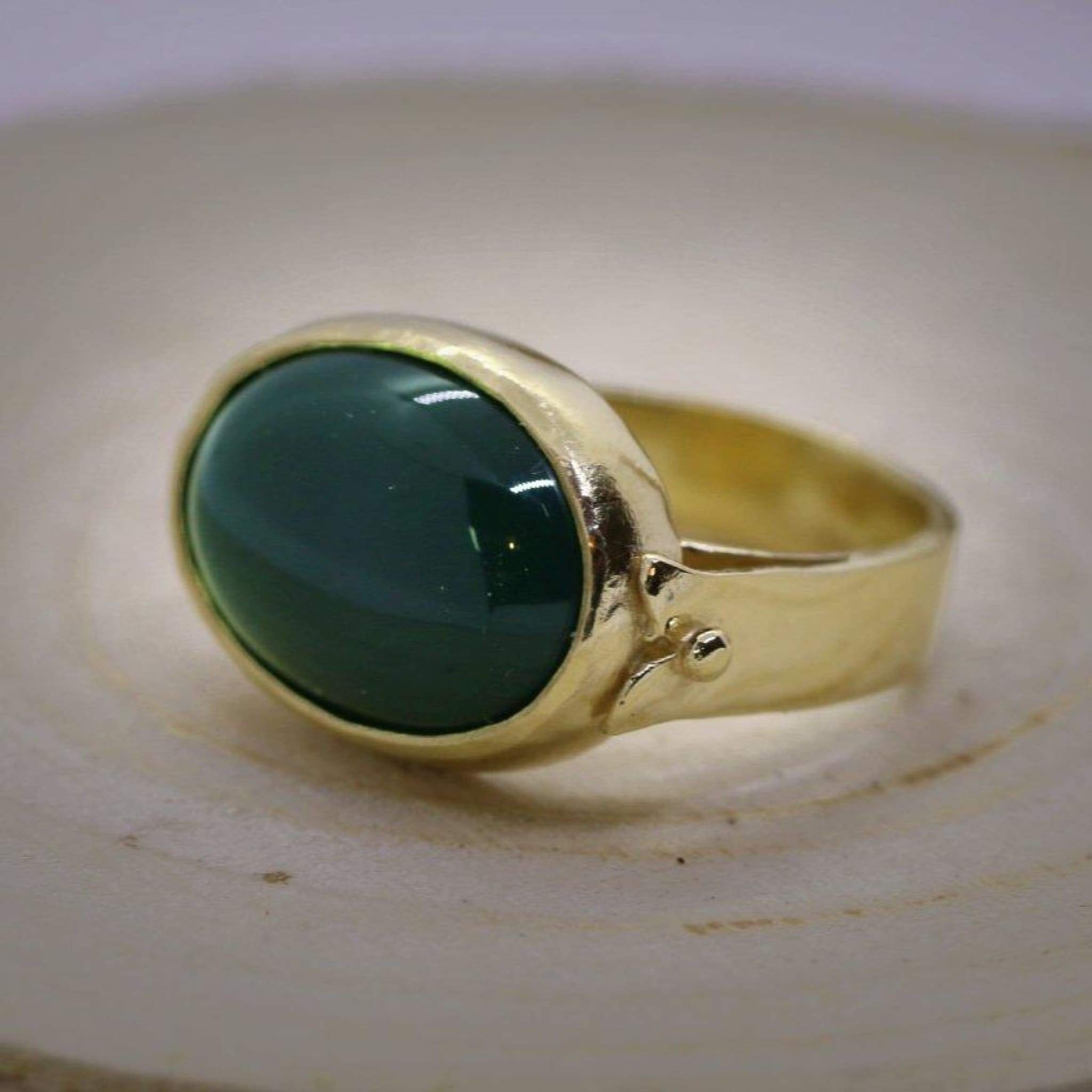 14K Gold Filled Ring With Green Onyx Gemstone Rings