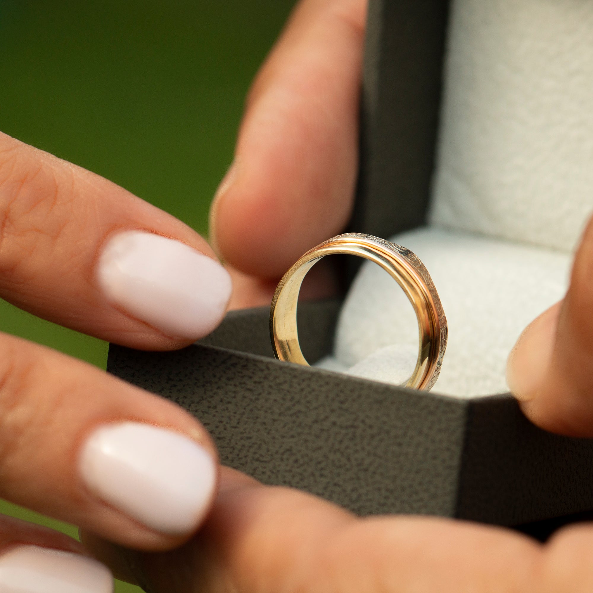 Unique Dainty Wedding Ring Set, 14k Solid Gold Matching Ring Set | Benati