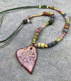 Chunky Pink Heart Pendant Necklace for Women