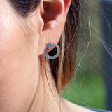 Textured Silver Circular Stud Earrings