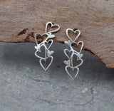 Post Heart Earrings in Sterling Silver