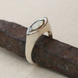 Pyrite Ring, Sterling Silver Ring For Women, Statement Ring, Marquise Gemstone Ring-fb