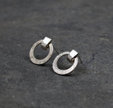 Textured Silver Circular Stud Earrings