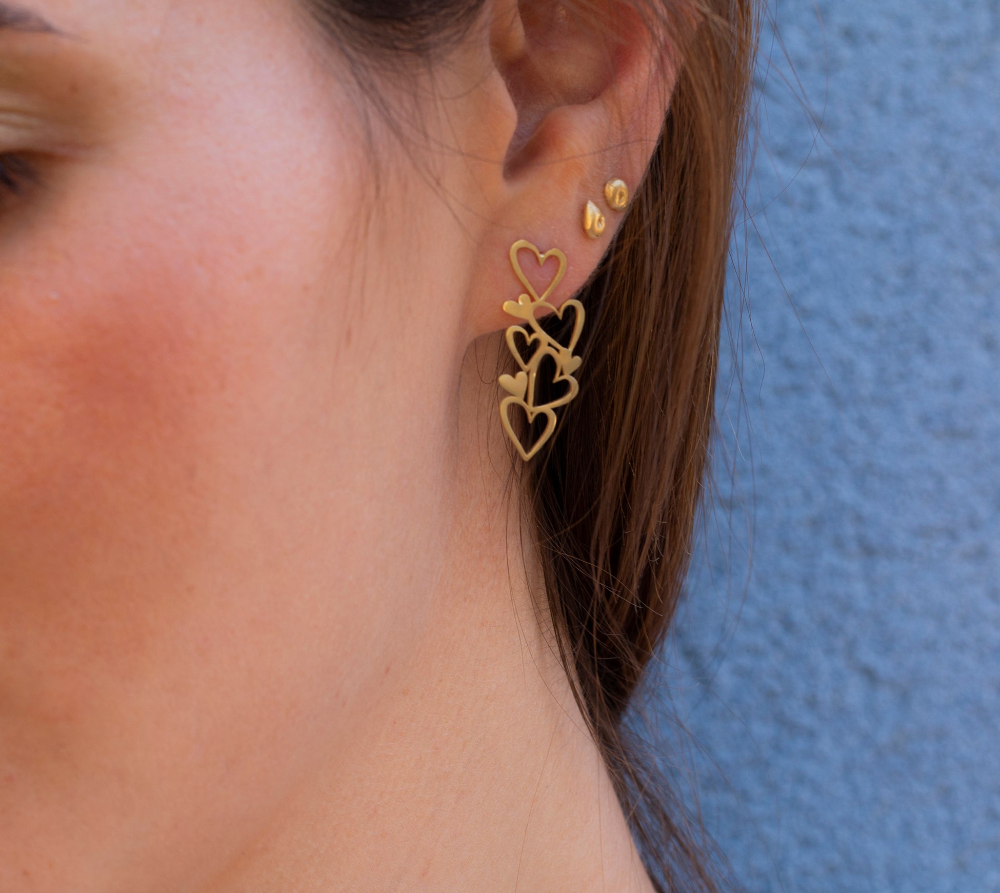 Intricate Statement Heart Gold Earrings-fb