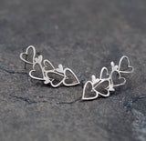 Post Heart Earrings in Sterling Silver