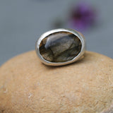 Artisan Made Sterling Silver Grey Labradorite Ring-fb