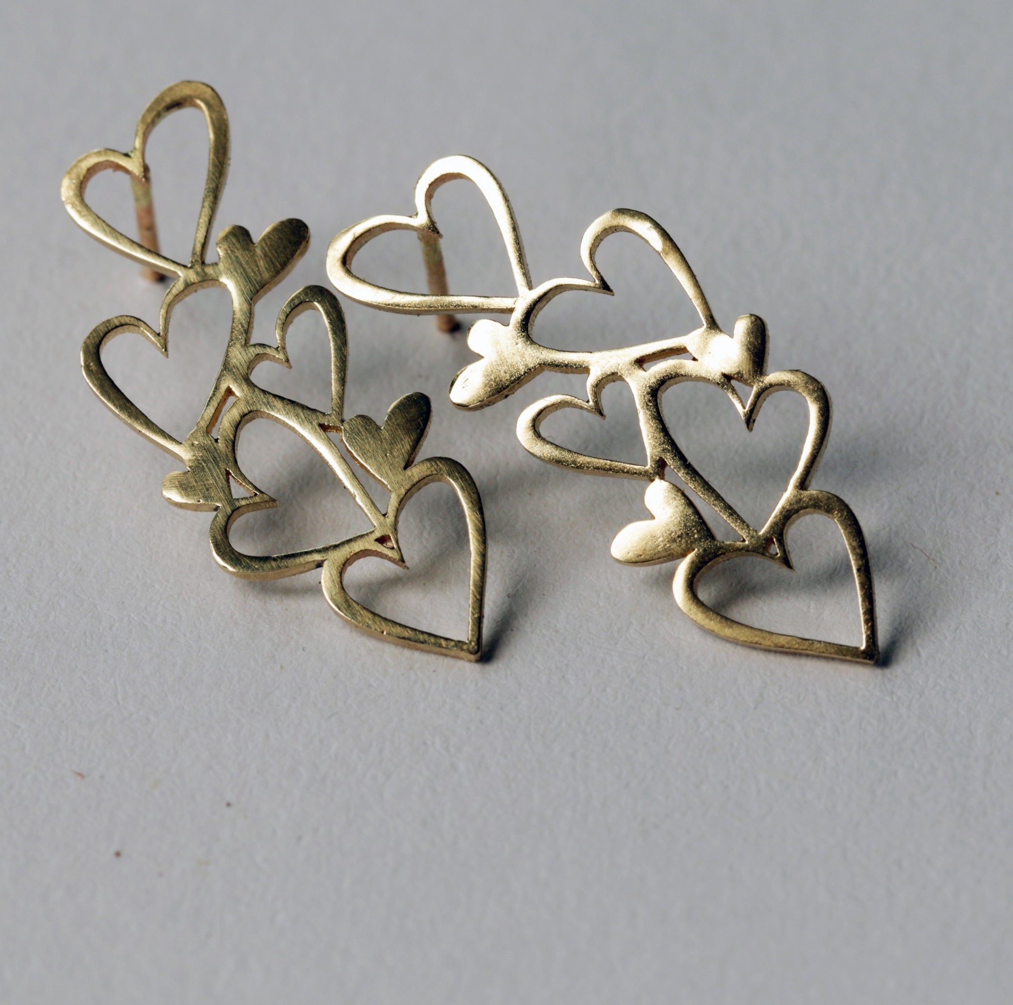 Intricate Statement Heart Gold Earrings