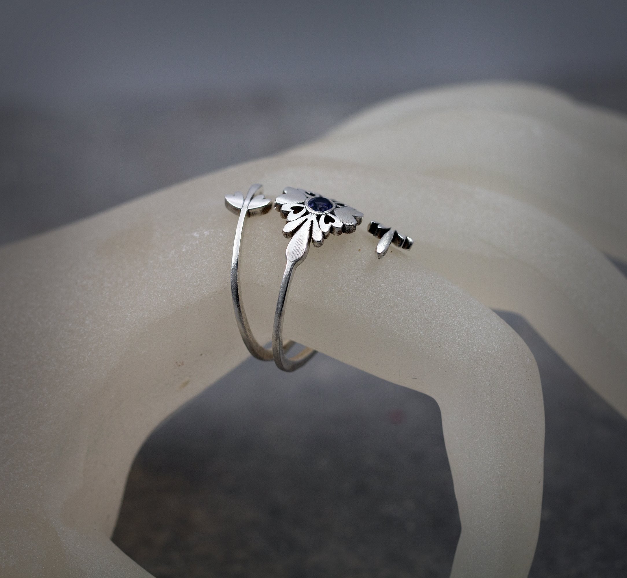 Unique Wrap Iolite Gemstone Ring in Sterling Silver-fb