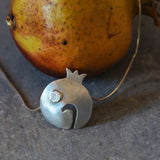 Pomegranate Pendant Silver Necklace. Hand Made Fashion Jewelry, Holyday Gift For Mom, Short Silver Pendant Necklaces, Mothers Day Gift