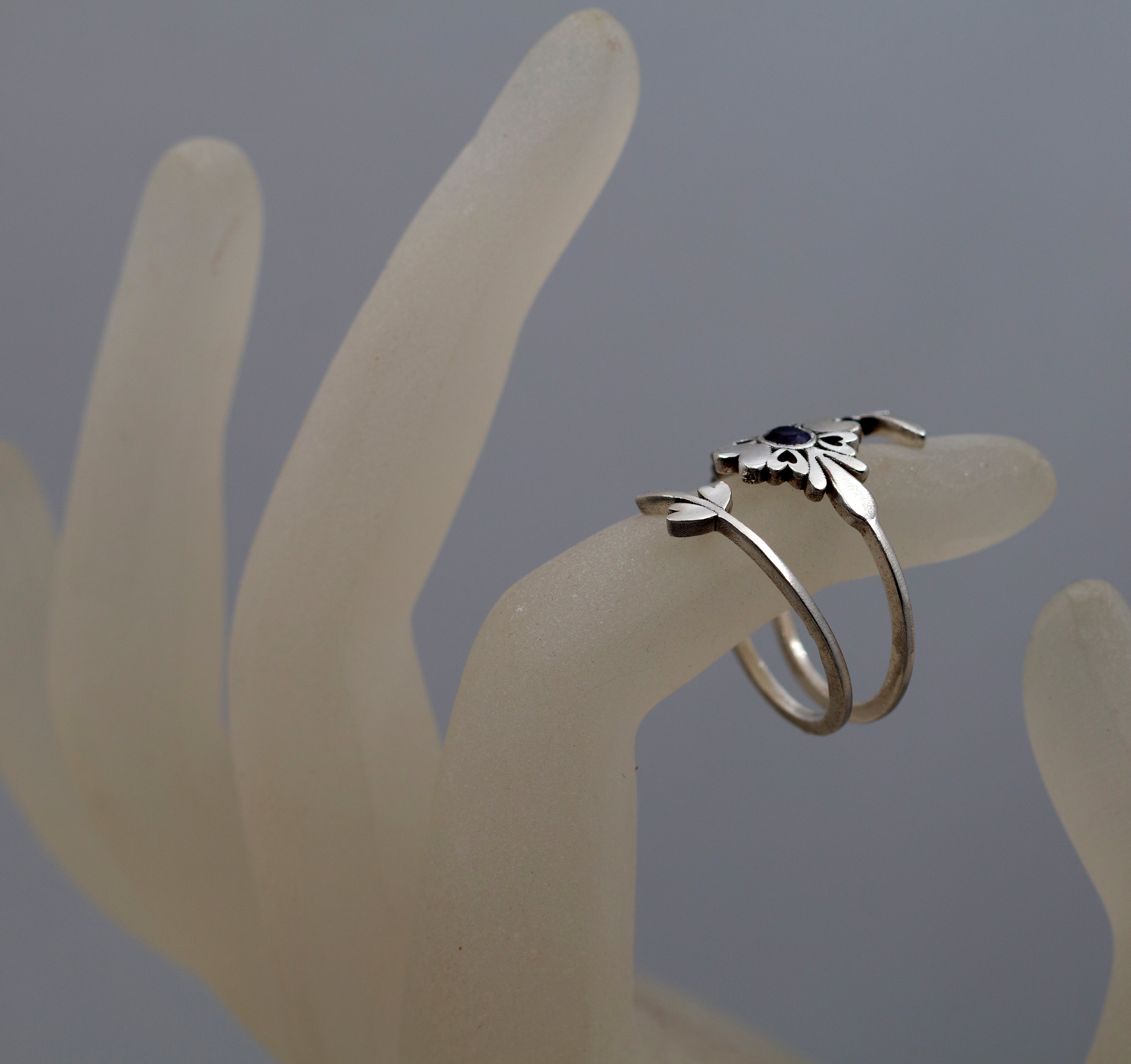 Unique Wrap Iolite Gemstone Ring in Sterling Silver