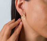 Intricate Statement Heart Gold Earrings