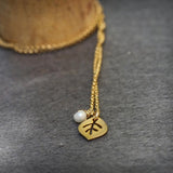 Dainty Gold Plated Leaf and White Pearl Necklace