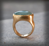 Artisan Statement Oval Aquamarine Ring in Gold